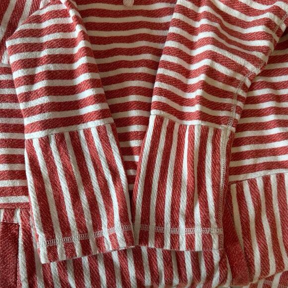 J. Crew Flip-Striped Sweatshirt Size L Red White Cotton Preppy Beach Coastal - Picture 5 of 10